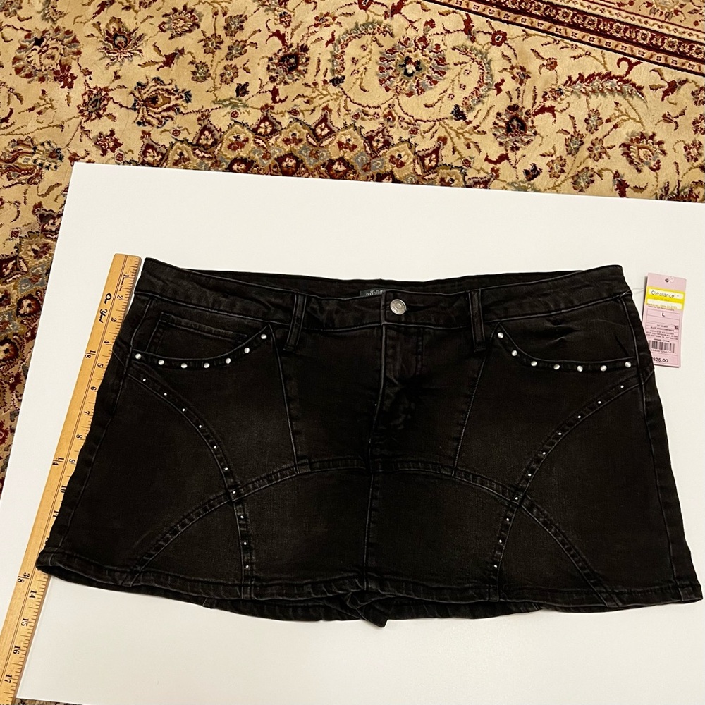 Wild Fable Women’s Black Wash Studded Denim Mini Skort Size L (NWT) - Picture 3 of 7
